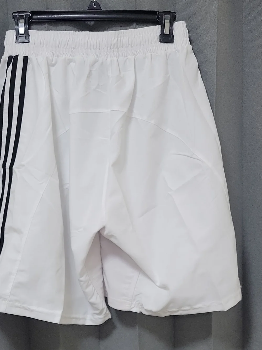 adidas Men’s White Athletic Shorts with Black Side Stripes